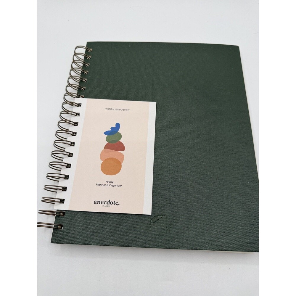 Anecdote Daily Planner Undated Calendar Start Anytime Green Spiral Lays Flat New